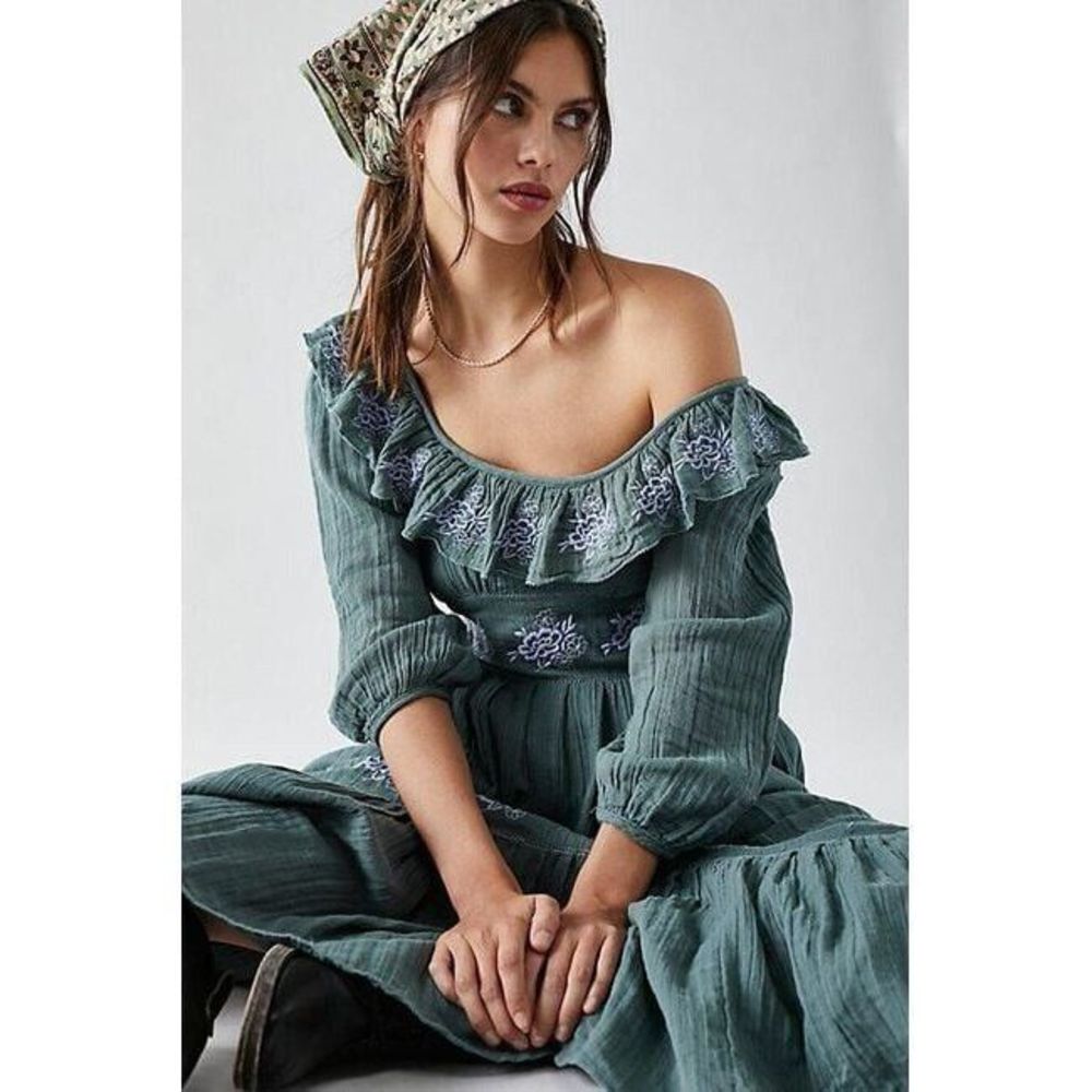 New Free People Lovers Lane Maxi Dress Size Small Green